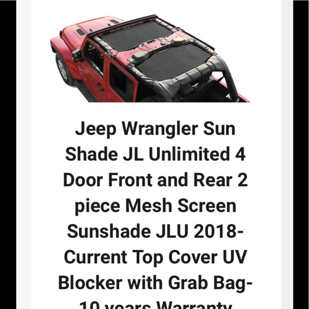 NEW! Shade idea: Jeep Wrangler shade - JLU40 combo/black